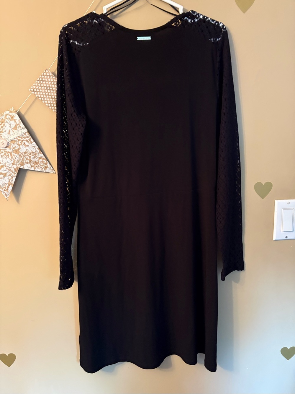 Michael Kors Black Long-Sleeve Lace Wrap Dress - Picture 10 of 10
